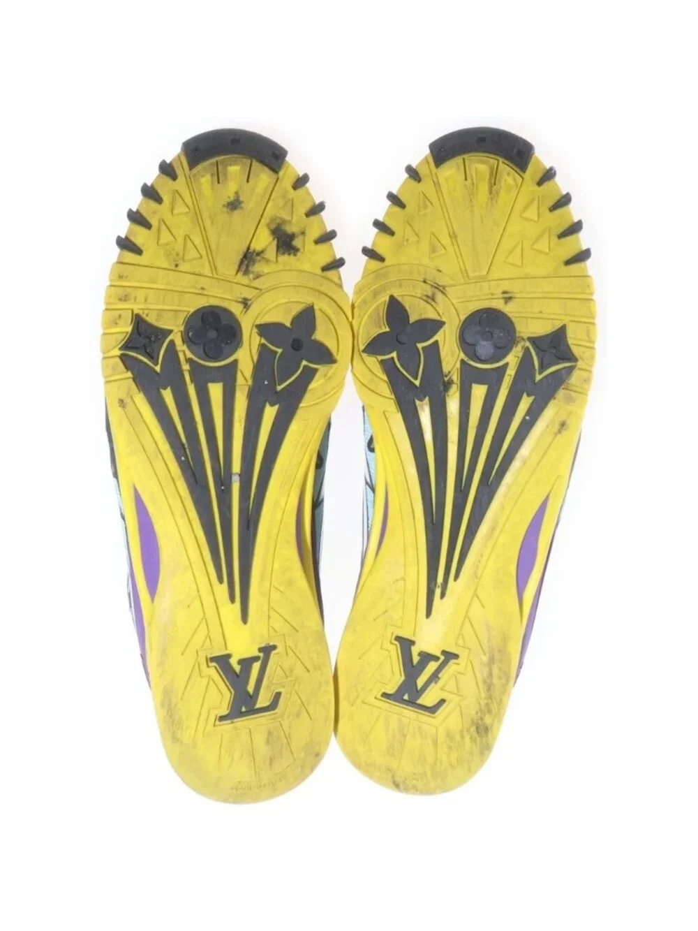 Louis Vuitton Sprint Line Low Cut Sneakers Yellow Light Blue 7.5
